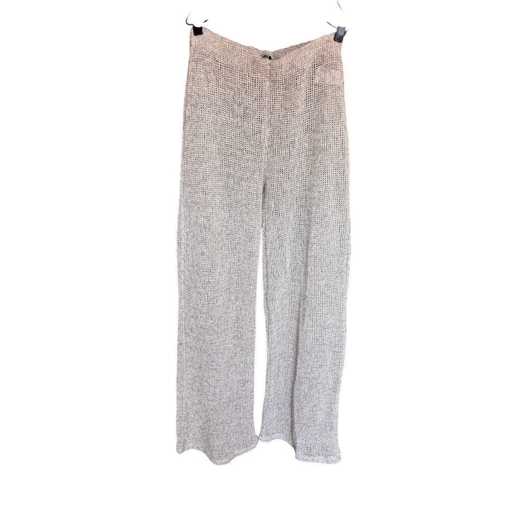 Zara Women’s Oatmeal Knit Wide Leg Pants Semi Sheer Lounge Casual Size Medium - Picture 3 of 15